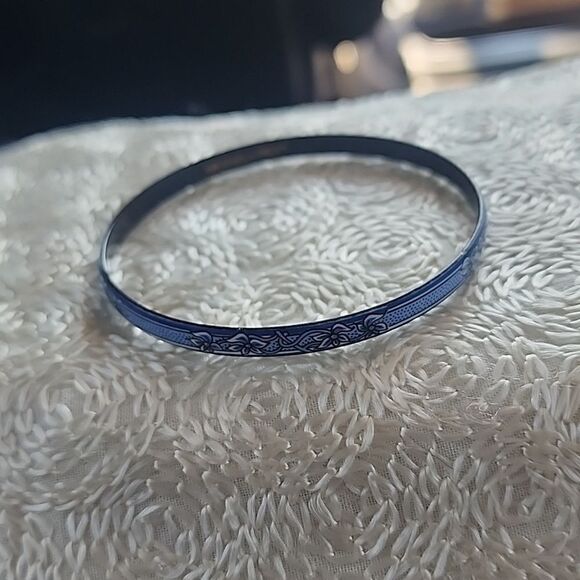 Michaela Frey Bracelet Vintage Enamel Bangle Blue Thin - Picture 2 of 7
